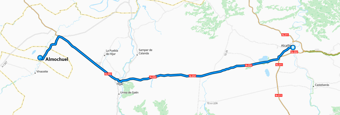Como llegar desde Alcañiz a Almochuel