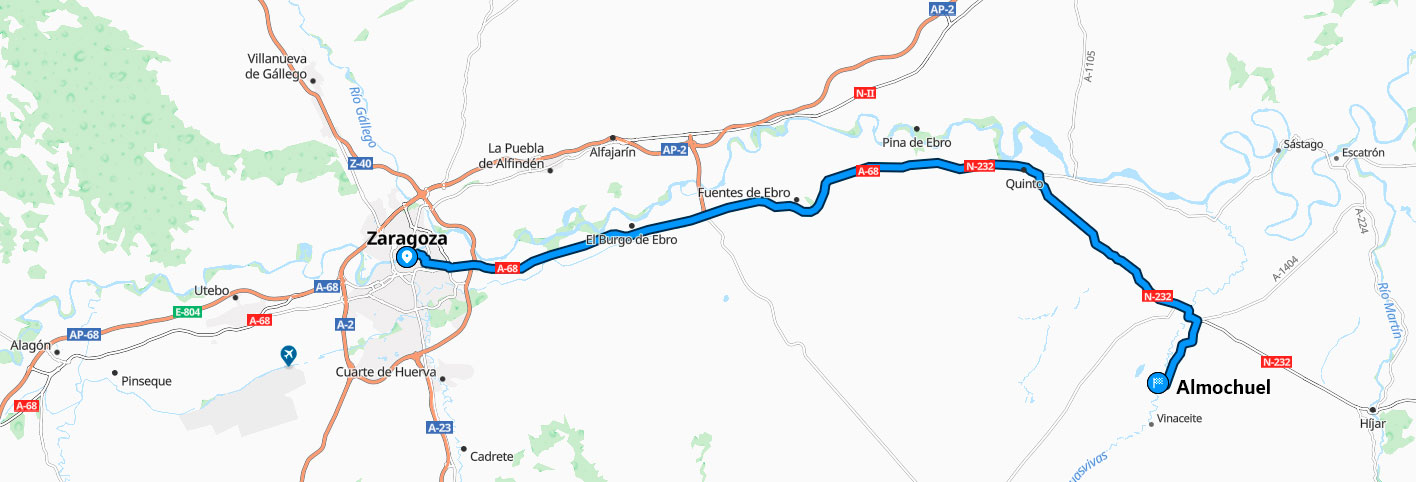 Como llegar desde Zaragoza a Almochuel