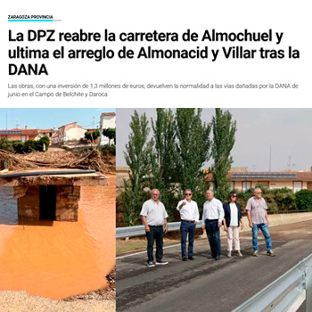 La DPZ reabre la carretera de Almochuel y ultima el arreglo de Almonacid y Villar tras la DANA