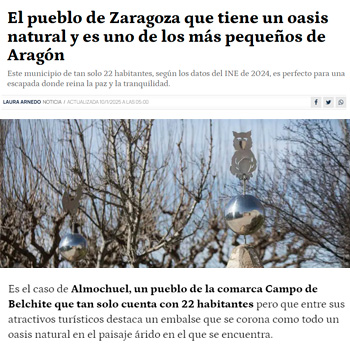 El pueblo de Zaragoza que tiene un oasis natural y es uno de los más pequeños de Aragón